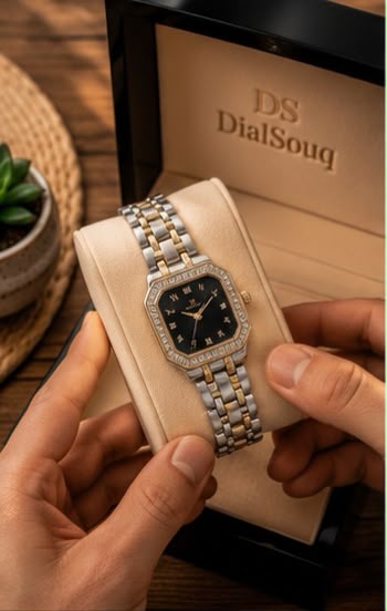 Luxury Women's Rectangular Crystal Watch.