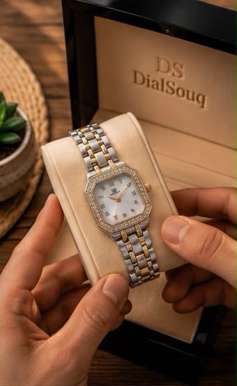 Luxury Women's Rectangular Crystal Watch.