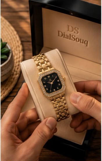 Luxury Women's Rectangular Crystal Watch..
