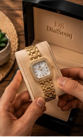 Luxury Women's Rectangular Crystal Watch..